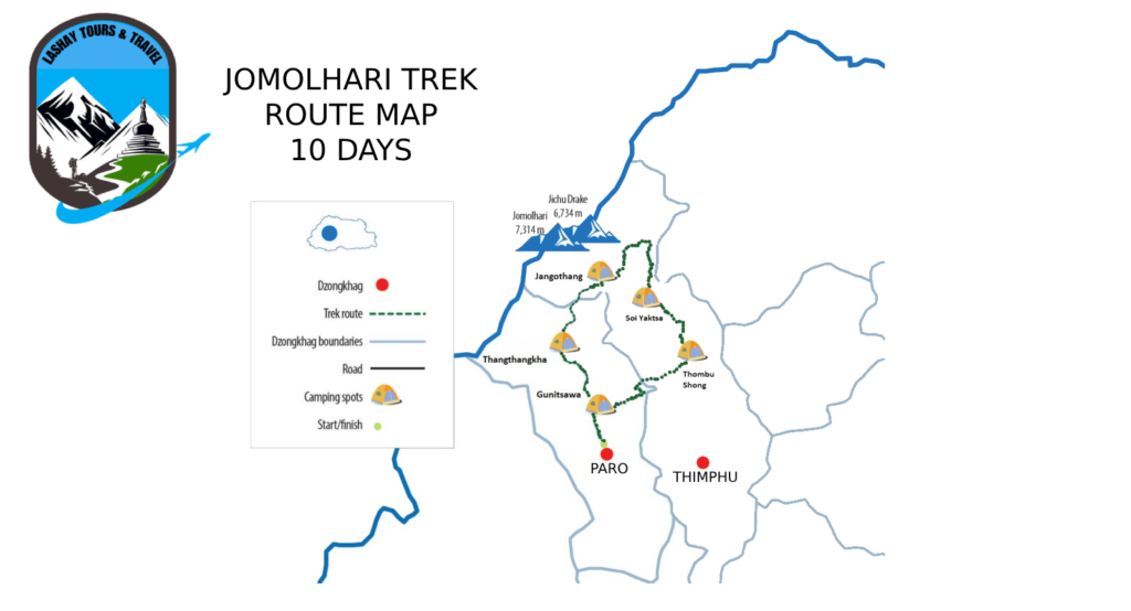 Jhomolhari Trek Route Map